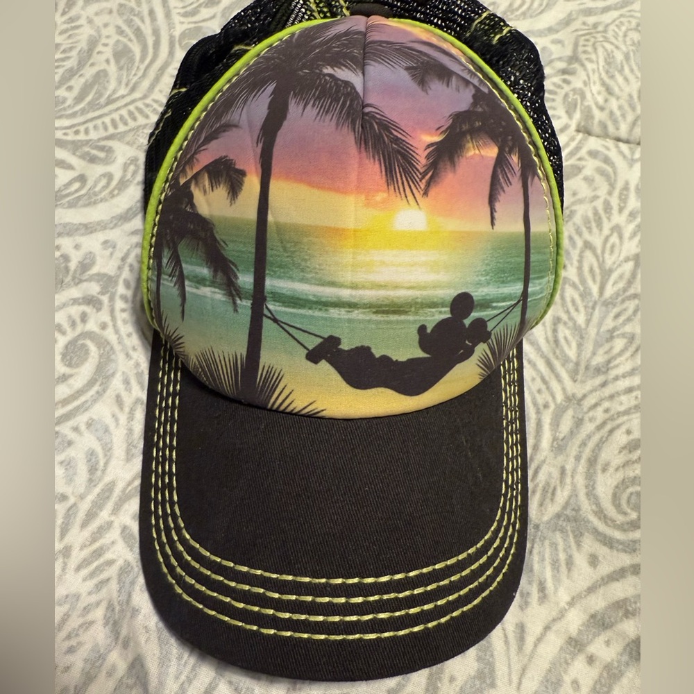 Disney Parks Mickey Mouse Sunset Beach Snapback Ball Cap